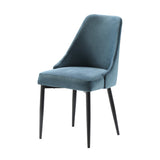 ZNTS Modern Sleek Design Velvet Fabric Blue Side Chair Set of 2 Black Finish Metal Legs Dining Furniture B011134421