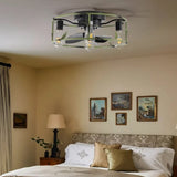 ZNTS Flush Mount Ceiling Fans with Lights and Remote Control green Caged Low Profile Ceiling Fan Modern W1340137045