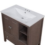 ZNTS 30" Single Bathroom Vanity Top with White Basin, 3-Faucet Holes, Ceramic, White WF283479AAK