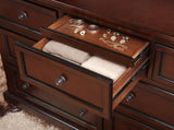 ZNTS Classic Transitional Dresser of 7 Drawers Brown Cherry Finish Birch Veneer Hidden Drawer Bun Feet B011P155250