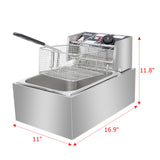 ZNTS EH81 2500W MAX 110V 6.3QT/6L Stainless Steel Single Cylinder Electric Fryer US Plug 96137619