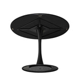 ZNTS 42.13"Modern Round Dining Table,Four Patchwork Tabletops with Black Solid Wood Veneer Table W757140934