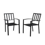 ZNTS Backrest Vertical Grid Wrought Iron Dining Table Set 01329598
