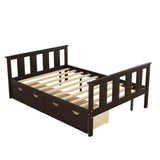ZNTS Full Size Platform Bed Wood Bed Frame with Storage Drawers, Espresso W158068086
