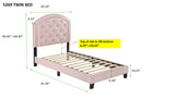 ZNTS 1pc Upholstered Platform Bed with Adjustable Headboard Twin Size Bed Pink Fabric B011120848