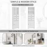 ZNTS White Tall Storage Cabinet with 3 Drawers and Adjustable Shelves for Bathroom, Kitchen and Living WF298151AAK