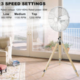 ZNTS Simple Deluxe Retro Tripod Fan, Home Air Circulation Nostalgic Vertical Fan, 3 Speeds, Adjustable HIFANSTANDRETRO16C