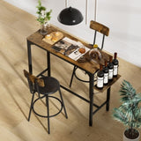ZNTS Wood Top Metal Base side table Industrial Bar Table with two chair--Adjustable table base Bistro W1903P149223