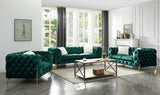 ZNTS Moderno Tufted Loveseat Finished in Velvet Fabric in Green 808857602978