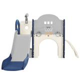 ZNTS Kids Slide Playset Structure 7 in 1, Freestanding Spaceship Set with Slide, Arch Tunnel, Ring Toss PP319756AAC