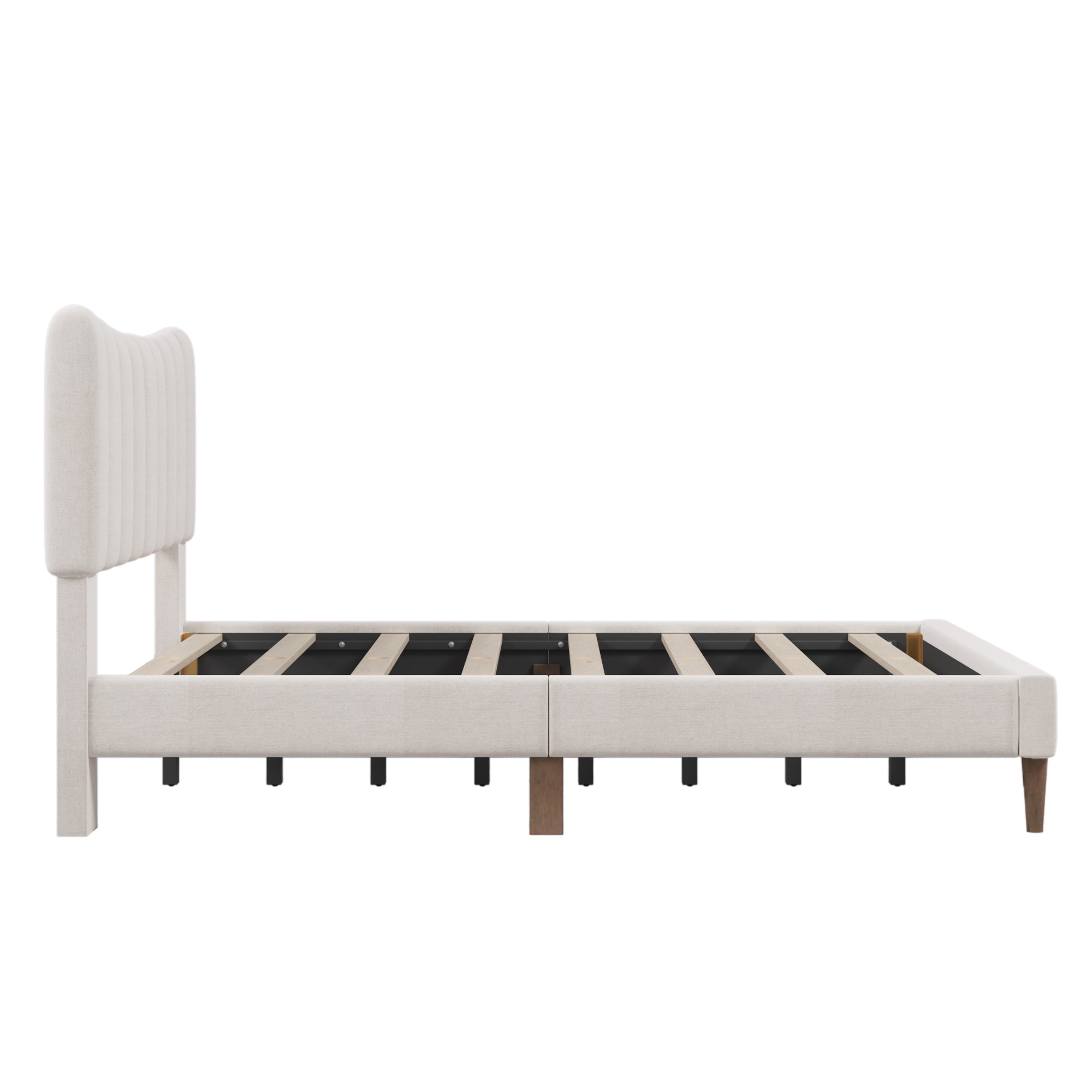 ZNTS Upholstered Platform Bed Frame with Vertical Channel Tufted Headboard,  No Box Spring Needed, Full, WF293448AAC