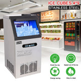 ZNTS ZK-110 120V 495W 110lbs/50kg/24h Ice Maker Stainless Steel Transparent Frosted Lid/Display/4*9 62300795