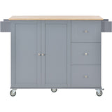 ZNTS Rolling Mobile Kitchen Island with Solid Wood Top Locking Wheels,52.7 Inch Width,Storage Cabinet WF287035AAG