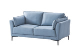 ZNTS ACME Mesut Loveseat, Light Blue Top Grain Leather & Black Finish LV02388