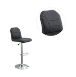 ZNTS Adjustable stool Chair Black Faux Leather Clean Lines Seat Chrome Base Modern Set of 2 Chairs / B011P151351