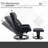 ZNTS Recliner with Ottoman Footrest, Recliner Chair with Vibration Massage, Faux Leather and Swivel Wood W1733102610