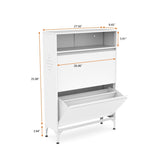 ZNTS Metal Shoe Cabinet with 2 Flip Drawers,Free Standing Storage Racks with Metal Legs and Adjustable W1666103118