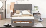 ZNTS Queen Size Upholstery Platform Bed with One Drawer,Adjustable Headboard, Grey WF291772EAA