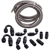 ZNTS -6AN 20 ft PTFE AN6 Stainless Steel Braided Fuel Line + 6AN Hose End Adaptor 72358948