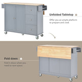 ZNTS Rolling Mobile Kitchen Island with Solid Wood Top Locking Wheels,52.7 Inch Width,Storage Cabinet WF287035AAG