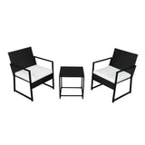 ZNTS Single 2pcs Coffee Table 1pc Exposed Flat Chair Three-Piece Set Black 23974444