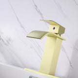 ZNTS Waterfall Spout Bathroom Faucet,Single Handle Bathroom Vanity Sink Faucet TH1501BG