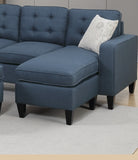 ZNTS Reversible 3pc Sectional Sofa Set Navy Tufted Polyfiber Wood Legs Chaise Sofa Ottoman Pillows B01149073