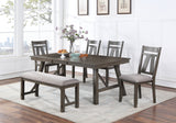 ZNTS Dining Room Furniture 1x Bench Rich Dark Brown Finish Fabric Cushion Seat B01163923