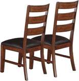 ZNTS Antique Walnut Finish Solid Wood Set of 2pc Chairs Dining Chair Ladder Back Cushion Seats HSESF00F1283