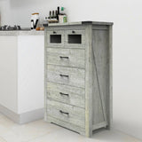 ZNTS Bedroom wooden dresser, 6 drawers with LED light locker, living room side cabinet, suitable for W1705124220