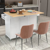 ZNTS Rolling Mobile Kitchen Island with Solid Wood Top Locking Wheels,52.7 Inch Width,Storage Cabinet WF287035AAW