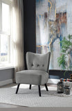 ZNTS Unique Style Gray Velvet Covering Accent Chair Button-Tufted Back Brown Finish Wood Legs Modern Home B01143825