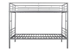 ZNTS Metal Twin over Twin Bunk Bed/ Heavy-duty Sturdy Metal/ Noise Reduced Design/ Safety Guardrail/ 2 W42753012