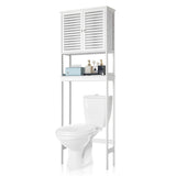 ZNTS FCH Bamboo 2 Doors 1 Shelf Toilet Cabinet Bathroom Cabinet White 75567921