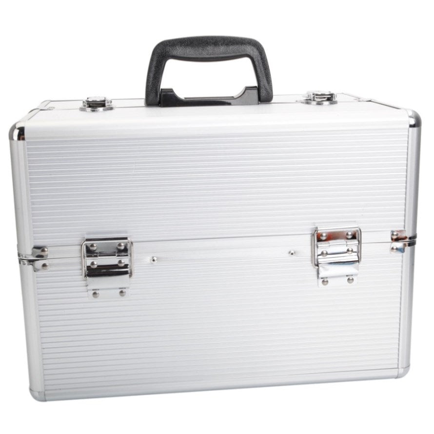 ZNTS Portable Aluminum Makeup Storage Box with Keys White 46218783