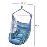 ZNTS Distinctive Cotton Canvas Hanging Rope Chair with Pillows Blue 27217980