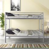 ZNTS Metal Twin over Twin Bunk Bed/ Heavy-duty Sturdy Metal/ Noise Reduced Design/ Safety Guardrail/ 2 W42753012