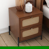 ZNTS Modern Cannage Rattan Wood Closet 2-Drawer Side Table End Table Nightstand for Bedroom, Living Room, WF303222AAD