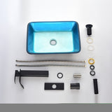 ZNTS 18.125" L -13.0" W -12.0" H Handmade Countertop Glass Rectangular Vessel Bathroom Sink Set in W127255053