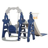 ZNTS Kids Swing and Slide Set 3-in-1 Slide with Basketball Hoop for Indoor and Outdoor Activity W2181139446