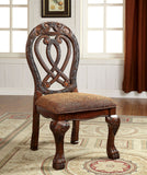 ZNTS Formal Majestic Traditional Dining Chairs Cherry Solid wood Fabric Seat Intricate Carved Details Set B01170341