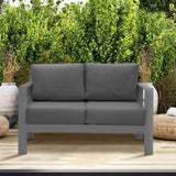 ZNTS Comfortable Couch Grey Patio Outdoor Double Small Sleeper Sofa Furniture With Aluminum Frame W1828140148