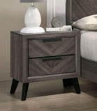 ZNTS Contemporary Gray Color 1pc Nightstand Bedroom Furniture Solid wood Chevron Pattern 2-Drawers B011P152646