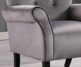 ZNTS Stylish Living Room Furniture 1pc Accent Chair Grey Button-Tufted Back Rolled-Arms Black Legs Modern B01167615