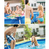 ZNTS Metal Frame Rectangular Swimming Pool Portable Above Ground Easy Set Pool Family 97091347