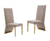ZNTS Modrest Keisha Modern Beige Velvet and Gold Dining Chair Set of 2 B04961467