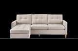 ZNTS 34.3 H x 87 W x 59.8 D Beige Fabric Upholstered L-Shape sectional with Removable Cushions and Mobile B085114797