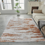 ZNTS ZARA Collection Abstract Design Gray Brown Rust Machine Washable Super Soft Area Rug B030115660