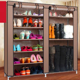 ZNTS Double Rows 9 Lattices Combination Style Shoe Cabinet Coffee 79287791