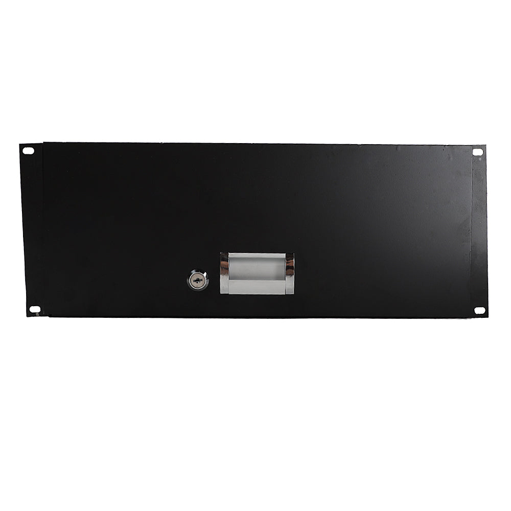 ZNTS 19" 4U Steel Plate DJ Drawer Equipment Cabinet with Keys Black 35246355